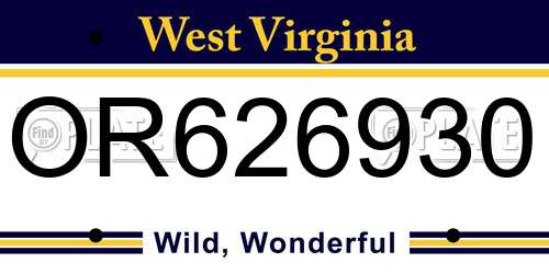 OR626930 West Virginia License Plate