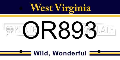 OR893 West Virginia License Plate