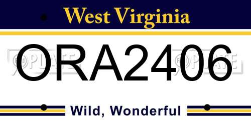 ORA2406 West Virginia License Plate