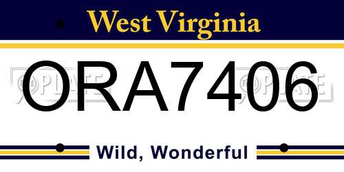 ORA7406 West Virginia License Plate