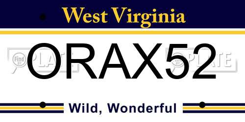 ORAX52 West Virginia License Plate