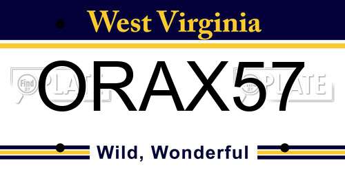 ORAX57 West Virginia License Plate