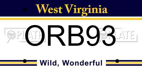 ORB93 West Virginia License Plate