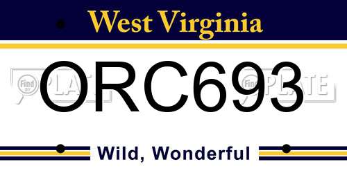 ORC693 West Virginia License Plate