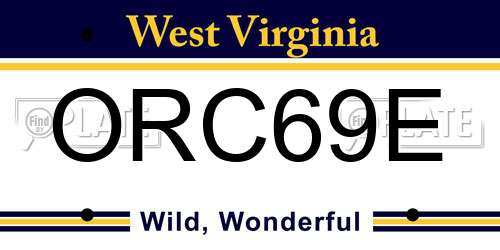 ORC69E West Virginia License Plate