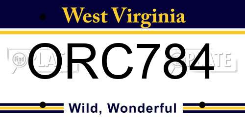 ORC784 West Virginia License Plate