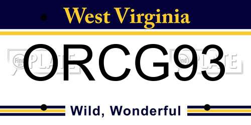 ORCG93 West Virginia License Plate
