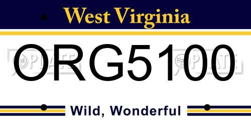 ORG5100 West Virginia License Plate