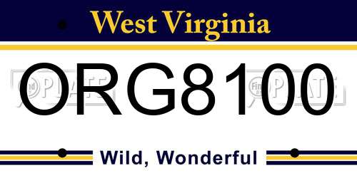 ORG8100 West Virginia License Plate