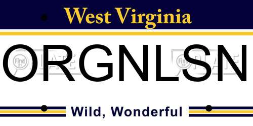 ORGNLSN West Virginia License Plate