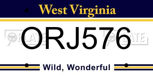 ORJ576 West Virginia License Plate