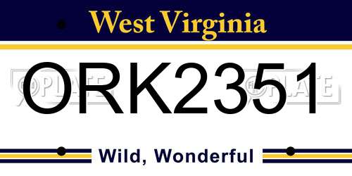 ORK2351 West Virginia License Plate