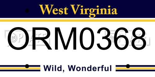 ORM0368 West Virginia License Plate