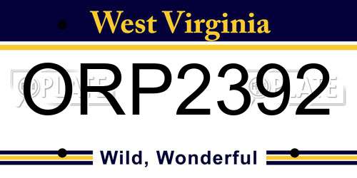 ORP2392 West Virginia License Plate