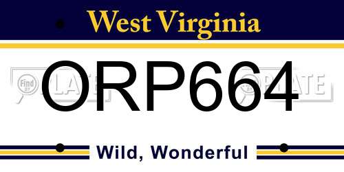 ORP664 West Virginia License Plate