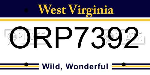 ORP7392 West Virginia License Plate