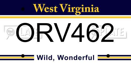 ORV462 West Virginia License Plate