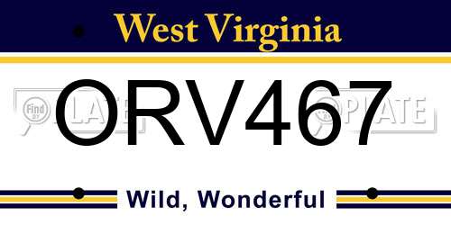 ORV467 West Virginia License Plate