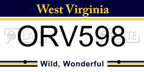 ORV598 West Virginia License Plate