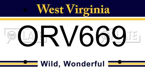 ORV669 West Virginia License Plate