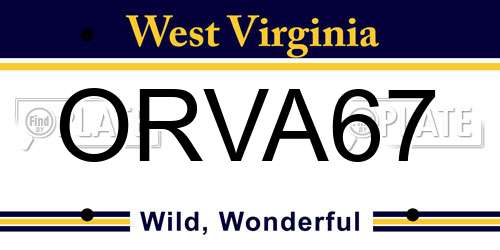 ORVA67 West Virginia License Plate