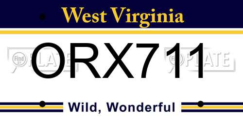 ORX711 West Virginia License Plate