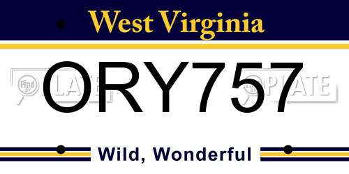 ORY757 West Virginia License Plate