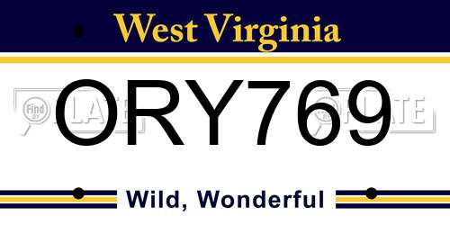 ORY769 West Virginia License Plate
