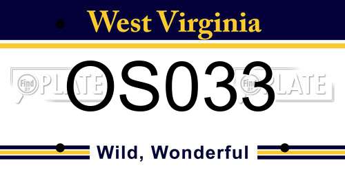 OS033 West Virginia License Plate