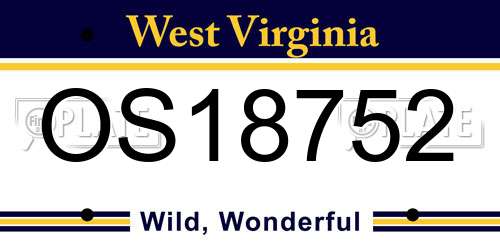 OS18752 West Virginia License Plate