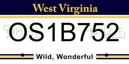 OS1B752 West Virginia License Plate