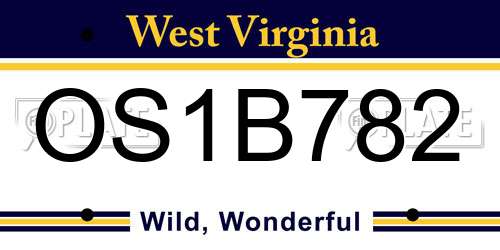 OS1B782 West Virginia License Plate