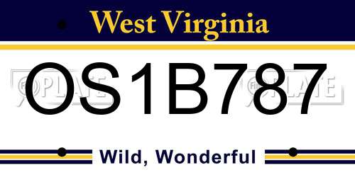 OS1B787 West Virginia License Plate