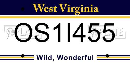 OS1I455 West Virginia License Plate