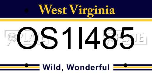 OS1I485 West Virginia License Plate