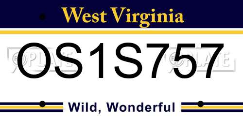 OS1S757 West Virginia License Plate