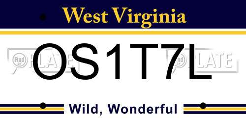 OS1T7L West Virginia License Plate