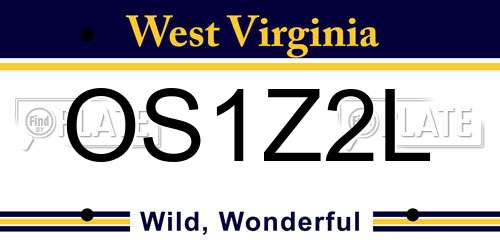 OS1Z2L West Virginia License Plate