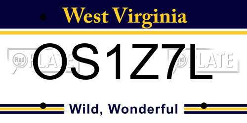 OS1Z7L West Virginia License Plate
