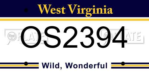 OS2394 West Virginia License Plate