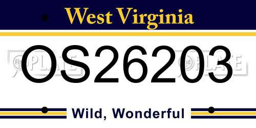 OS26203 West Virginia License Plate