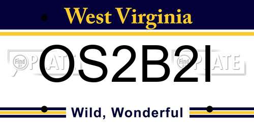 OS2B2I West Virginia License Plate