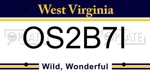 OS2B7I West Virginia License Plate