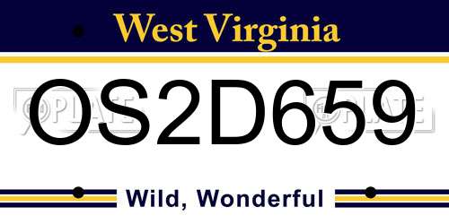 OS2D659 West Virginia License Plate