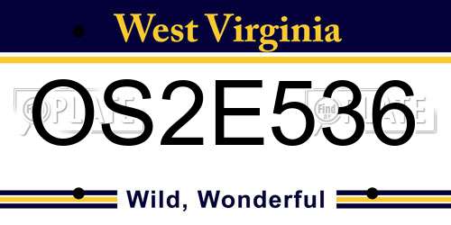 OS2E536 West Virginia License Plate