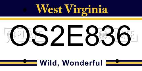 OS2E836 West Virginia License Plate