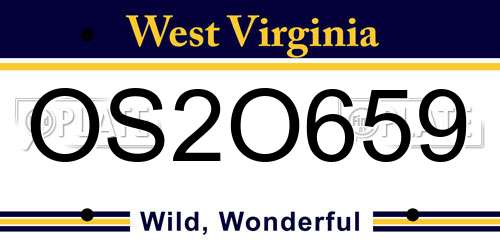 OS2O659 West Virginia License Plate