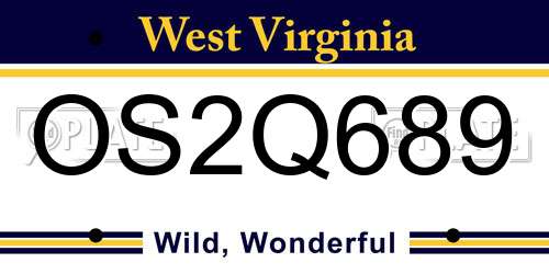 OS2Q689 West Virginia License Plate
