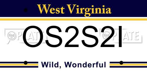 OS2S2I West Virginia License Plate