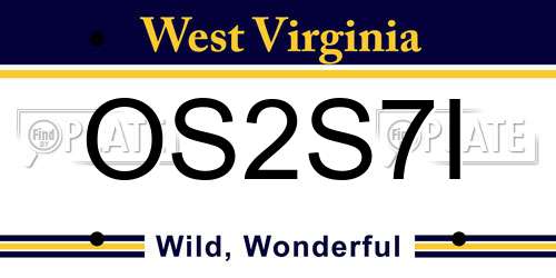 OS2S7I West Virginia License Plate